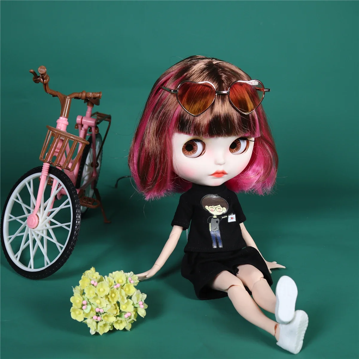 ICY DBS Blyth Doll Pnk and Brown Hair Fair Skin Matte Face Glossy Face Girl Anime 30cm BJD Festival Gift Birthday Gift