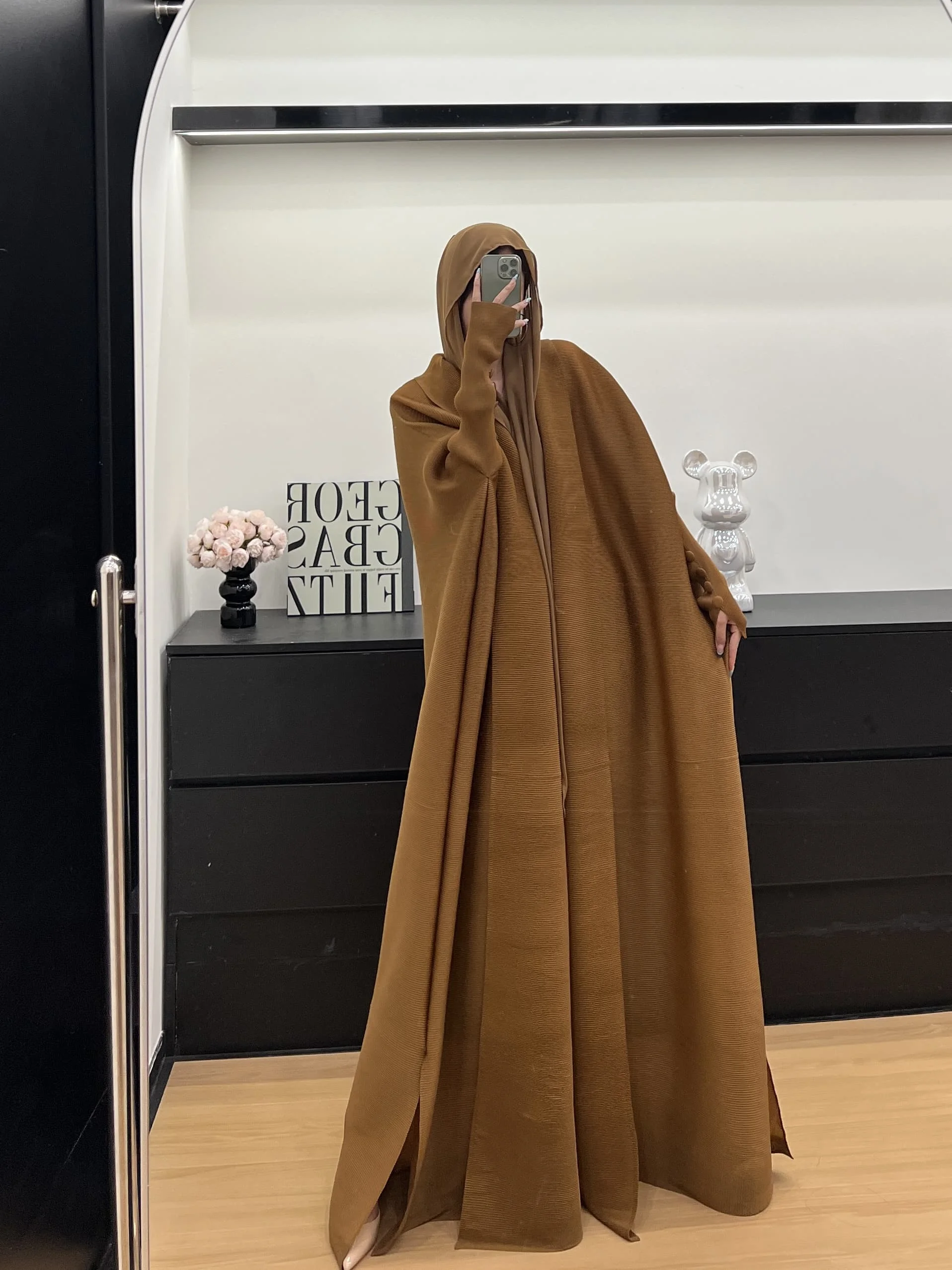 Miyake Pleated Solid Color Jacket 2025 Spring New Loose Casual Hooded Cardigan Robe