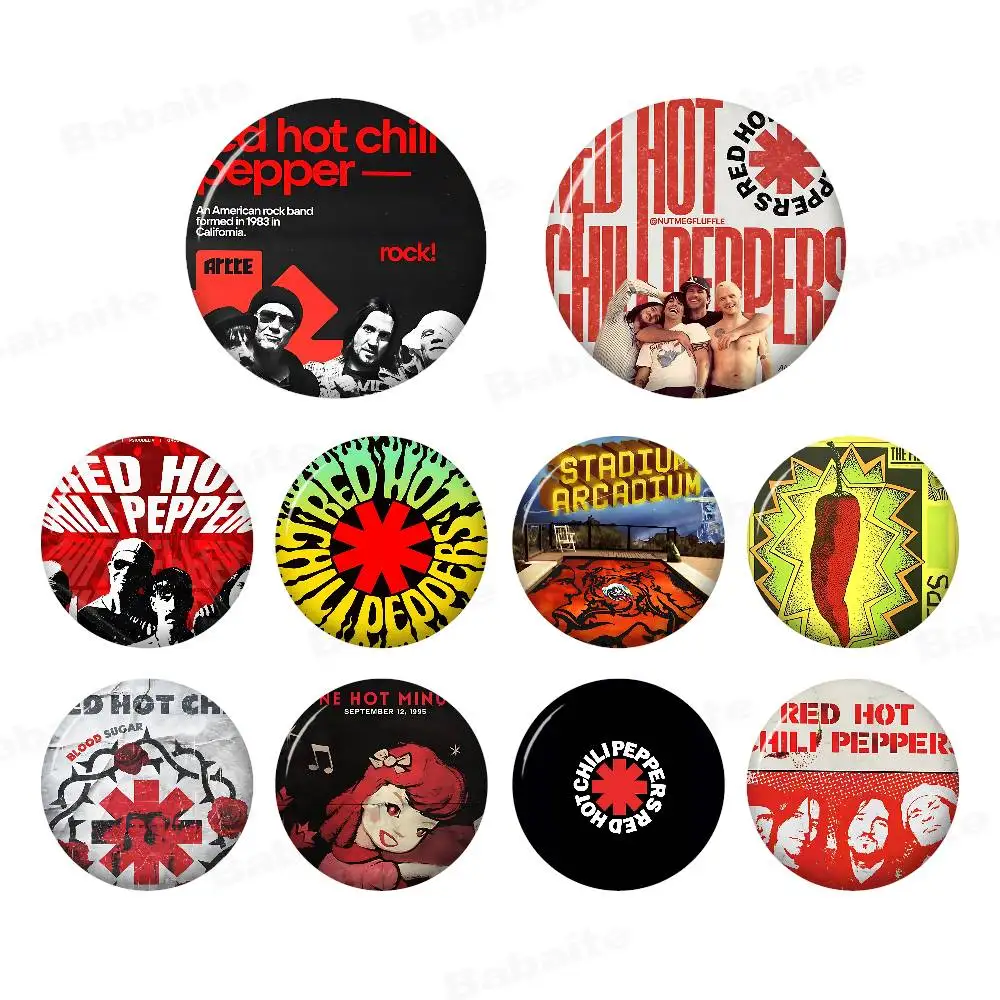 Funk Rock Band Red Hot Chili Peppers 32/44/58mm Handmade Pin Round Funny Snap-in Brooches for Backpack Accessories Decoration