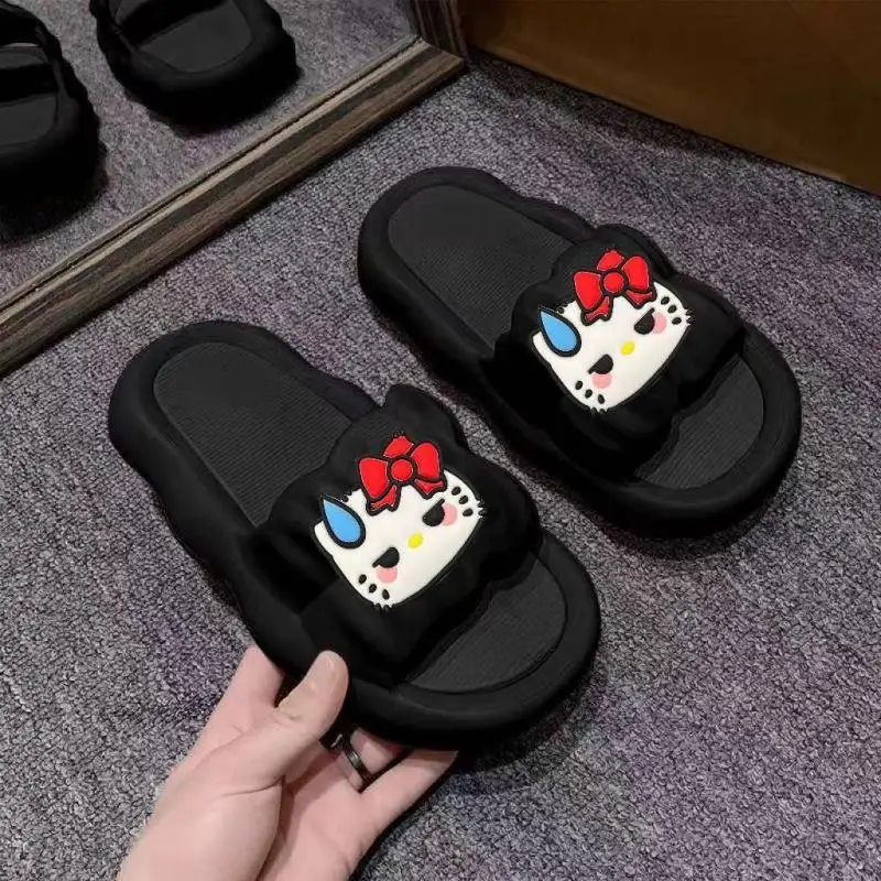 

Сандалии Sanrio, тапочки с героями мультфильмов «Hello Kitty», студенческие летние новые стильные пляжные туфли для девочек, милая домашняя одежда из Евы для ванной и улицы