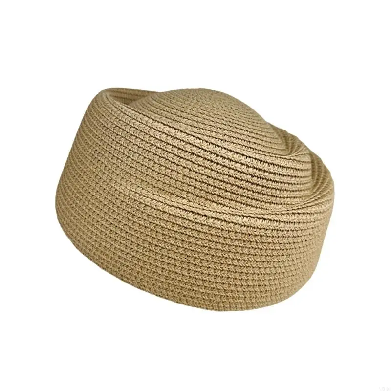 Brimless Straw Hat for Summer Daily Wear and Easy Pairing Y166