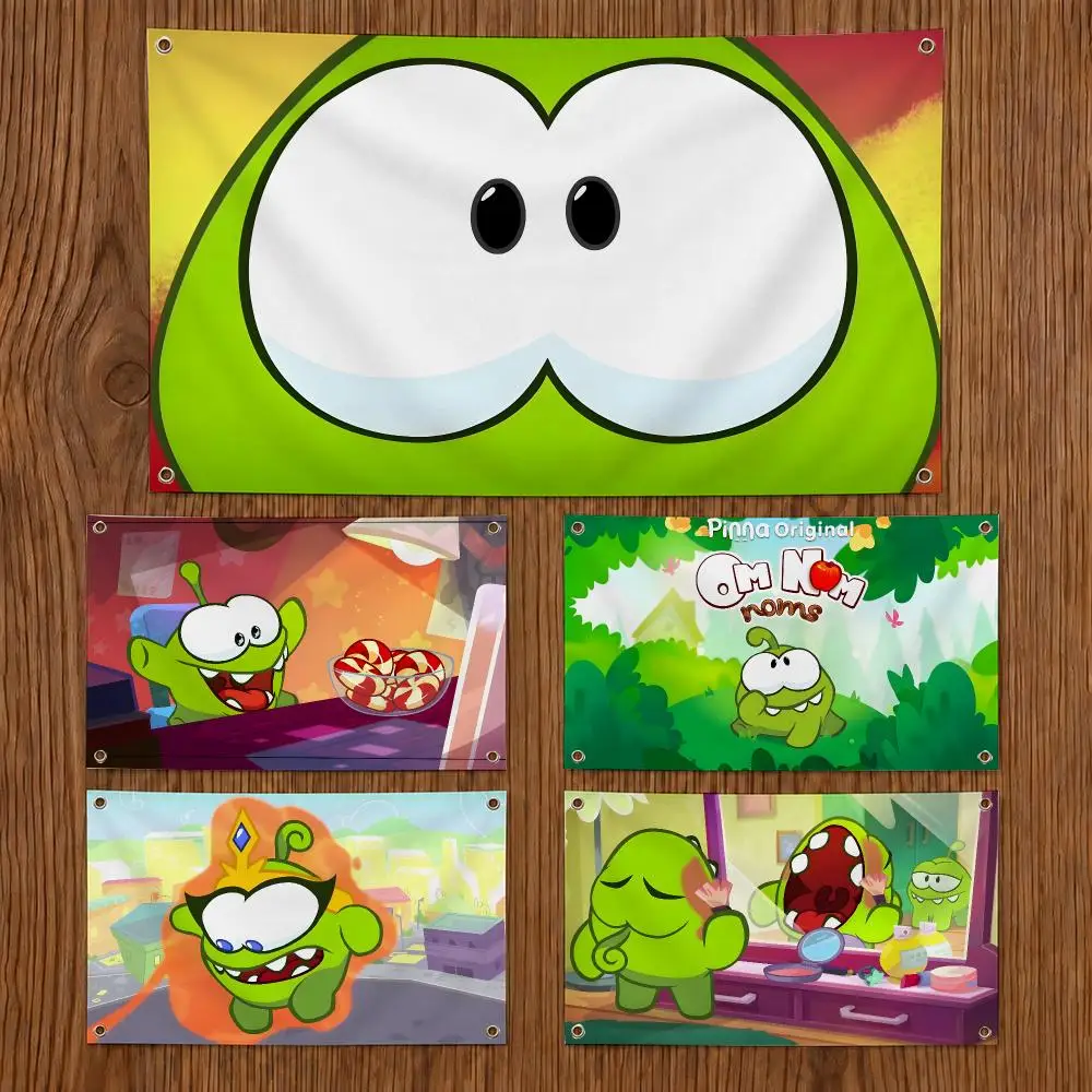 Om Nom S-Stories Anime Flags Durable Outdoor Indoor Festive Decoration Classic Design Wall Room Banner
