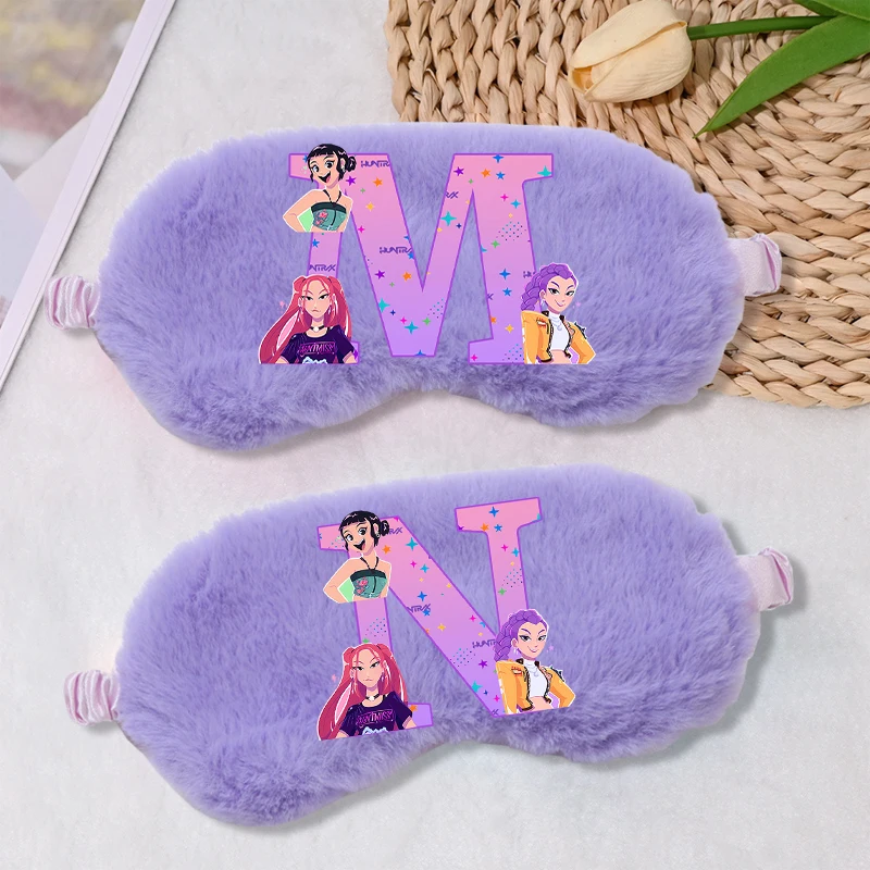 K-pop Demon Hunters-mascarilla para dormir con los ojos, venda para los ojos, sombreado de felpa suave, ayuda para el sueño, máscaras con letras, cubierta, parche para el ojo bonito, parasol para Siesta