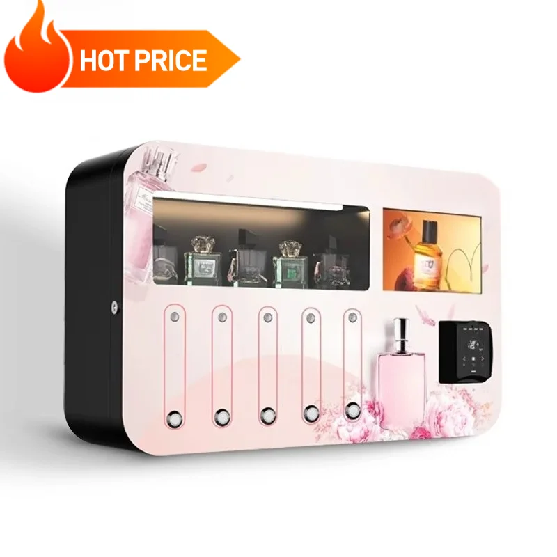Small Vending Machine Wall Mounted Pink Stickers Perfume Spray Vending Machine With Coin Payment Customized