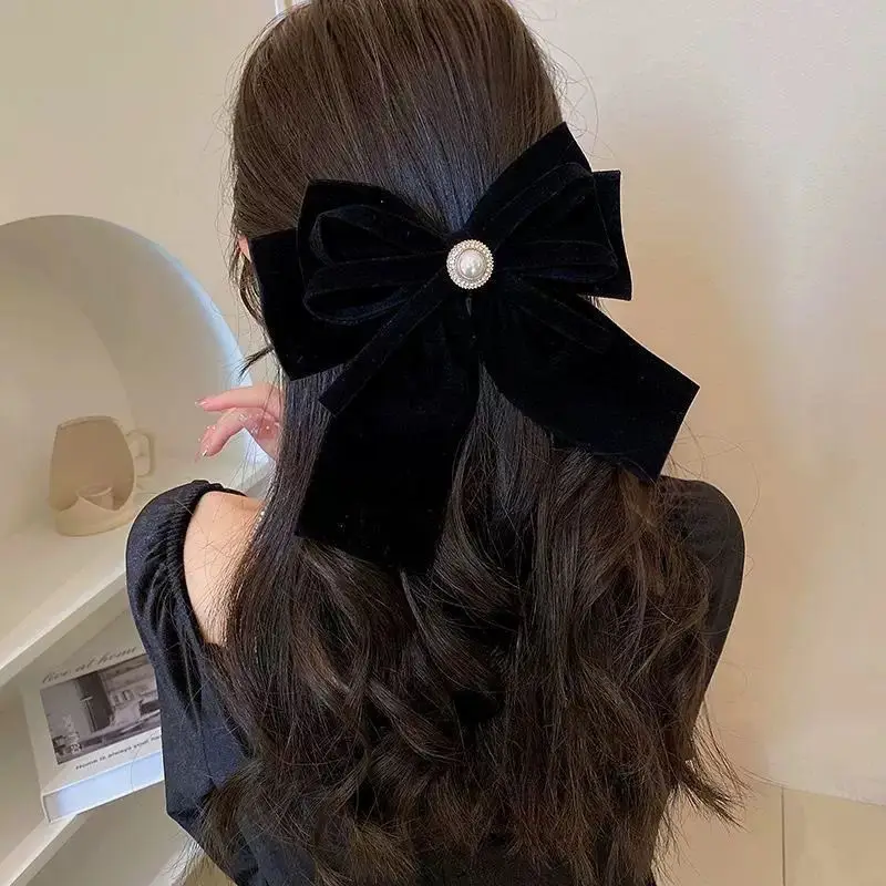 

2026 New Female Barrettes Hairpins Headwear Bride Red Black Wedding Velvet Bow Popular Hair Clip Women Ladies Hair Accessories