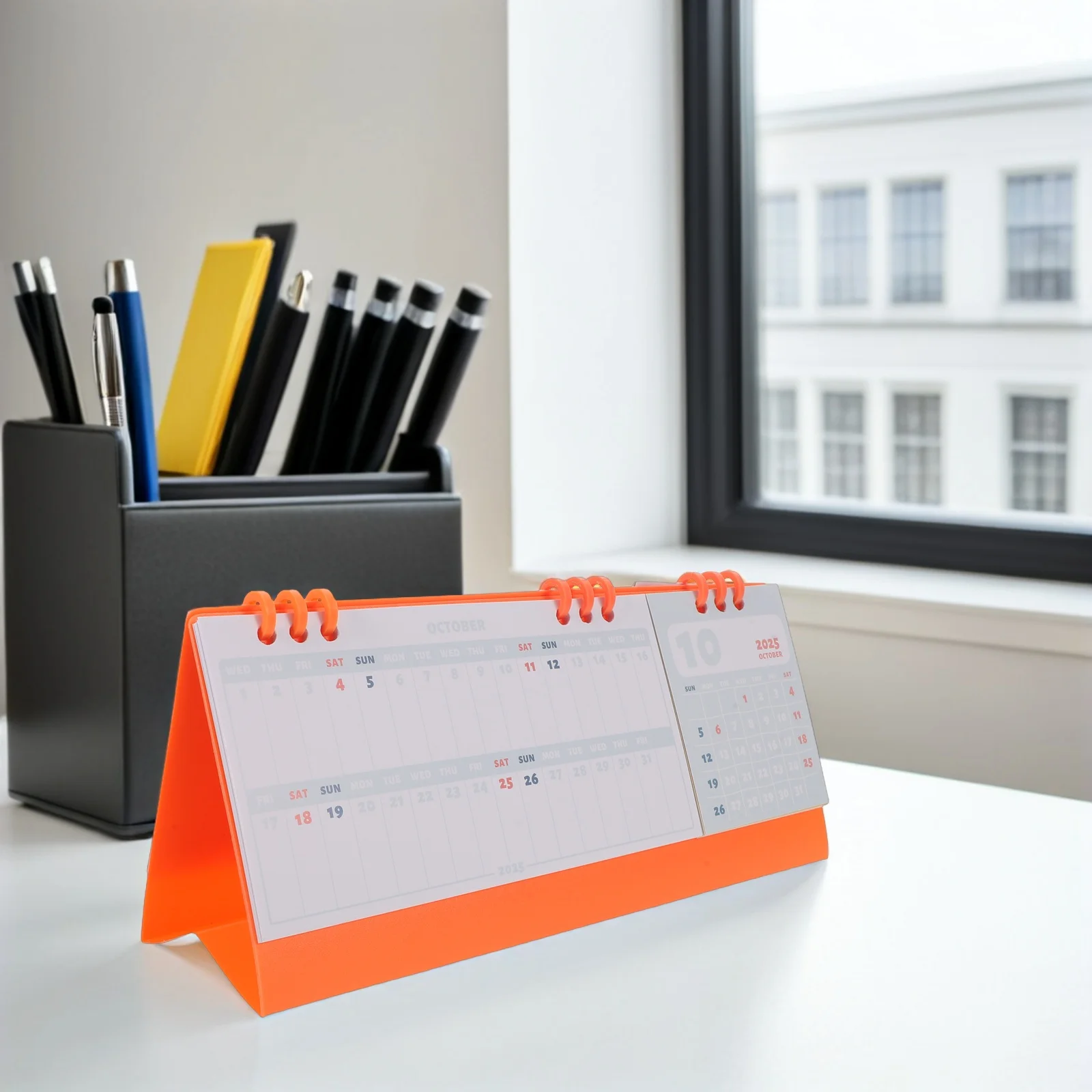 

Desk Calendar 2026 Spiral Bound Flip Minimalist Design Modern Standing Desktop Planner for Office School Scheduling