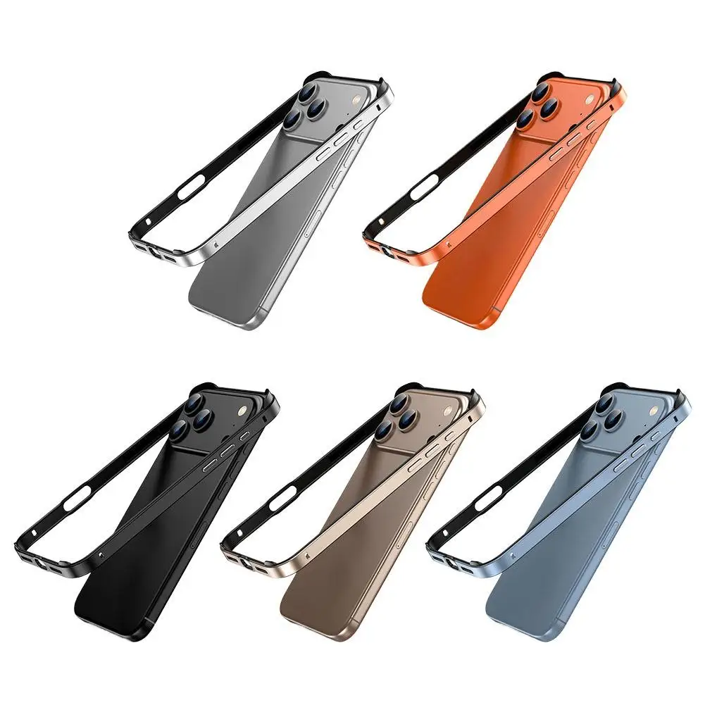 Luxury Alloy Metal Bumper Phone Case For iPhone 17 Air 17 Pro Max 17 Pro Silicone Lining Corner Pads Anti Collision Frame