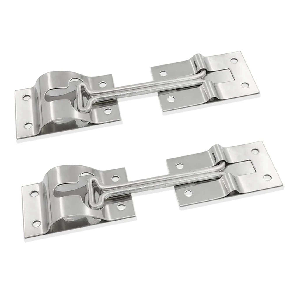 2Pcs 4 inch Stainless Steel T-Style Door Holder Entry Door Cargo Trailer for RV Trailer Camper Exterior Door Hold Hook