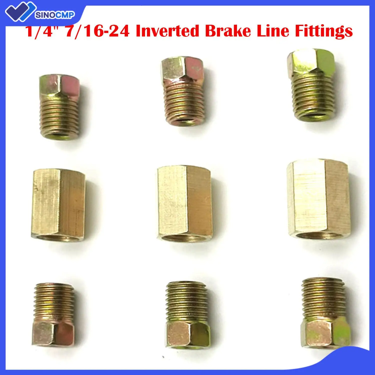 

1/4" 7/16-24 Inverted Brake Line Fittings with brass Unions New Auto Tools