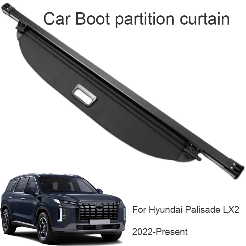 

Car Rear Trunk Curtain Cover Canvas Rear Rack Partition Shelter Storage For Hyundai Palisade LX2 2022-2025 Internal Accessories