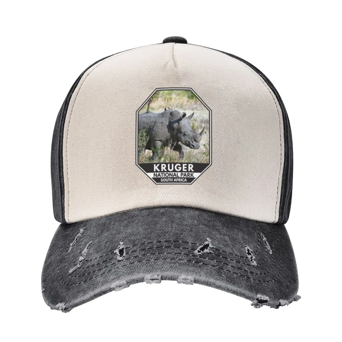 

Kruger National Park South Africa Rhino Watercolor Baseball Cap Beach Outing party Hat Sun Cap Men's Hats Women's