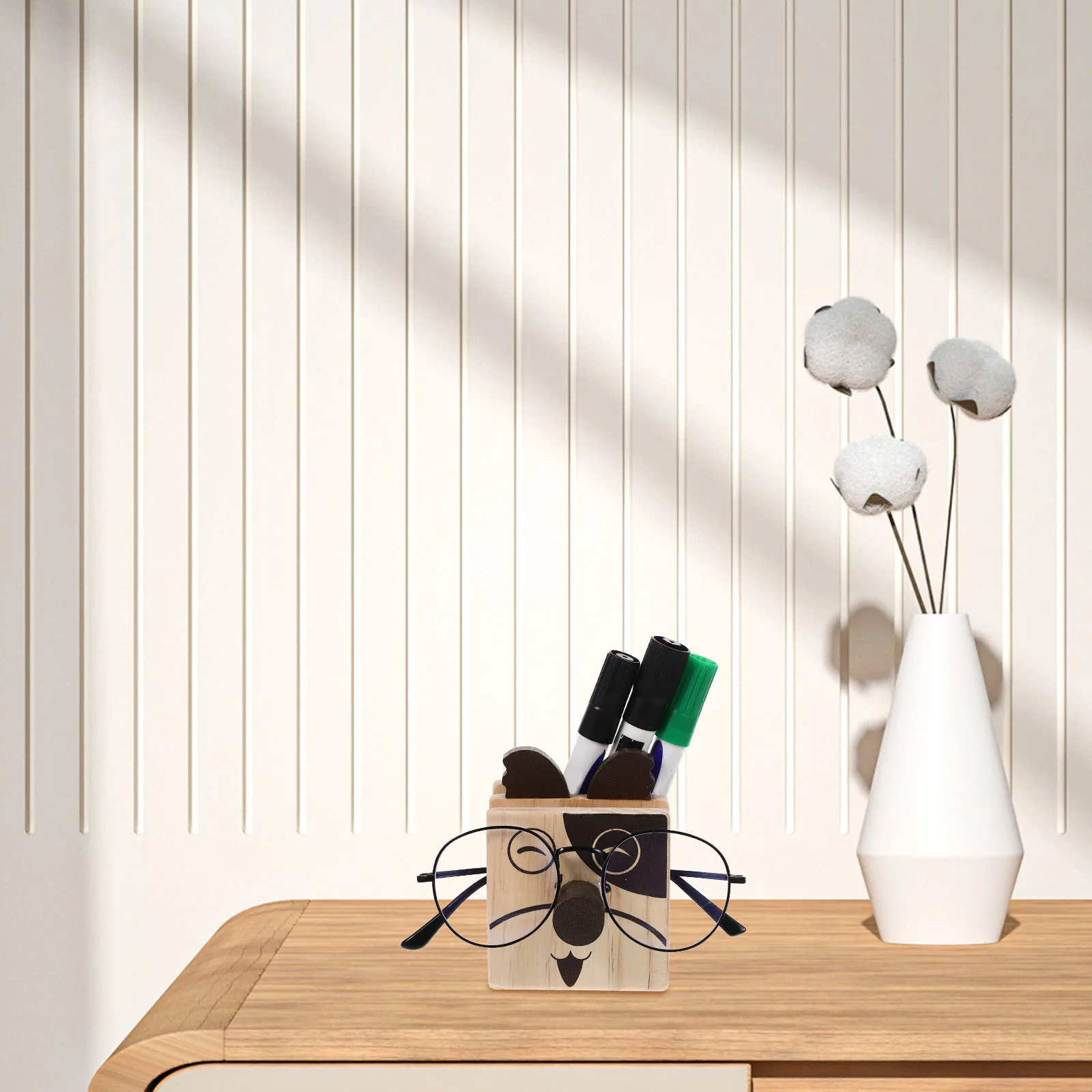 

Cartoon Wooden Pencil Holder Animal Stationery Organizer For Desk Eyeglass Phone Storage Pen Stand Makeup Brush Container