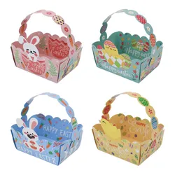 Happy Easter Paper Treat Boxes Decorations Easter Gift Bags Candy Goody Cookie Box For School Classroom Party Supplies