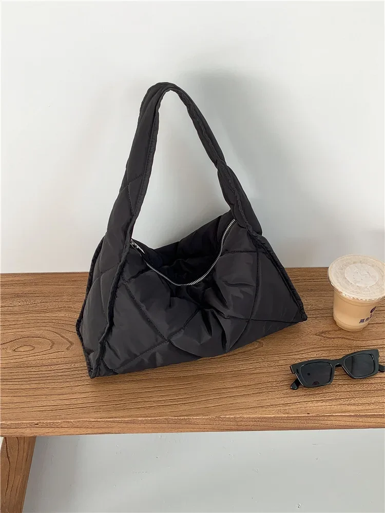 Solid Color High Quality Cotton Tote Bag Nylon Handbag Expanded Olive Green Tote Bag Custom Puff Cotton Fabric Hand Bag