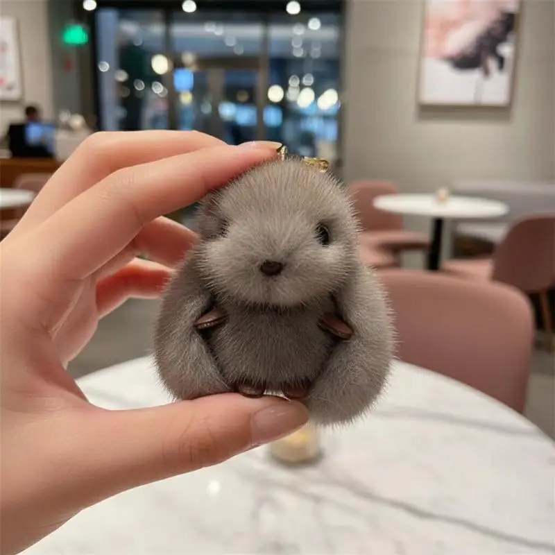 Rabbit Keychain Cute Fluffy Plush Pompon Bunny Pendant Soft Bag Decoration Couple Gift for Girls BackpackGood Quality