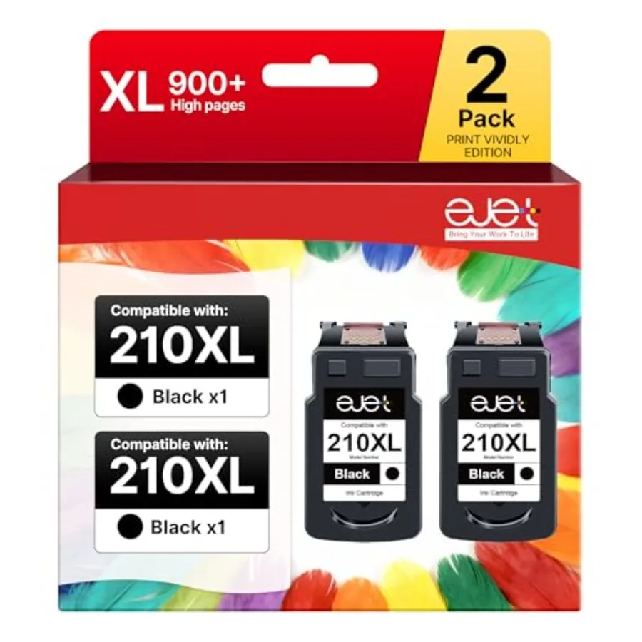 210XL Black Ink Cartridge Remanufactured Replacement for Canon 210XL Black Ink Cartridge 210 XL for Canon PIXMA IP2702 IP2702 M
