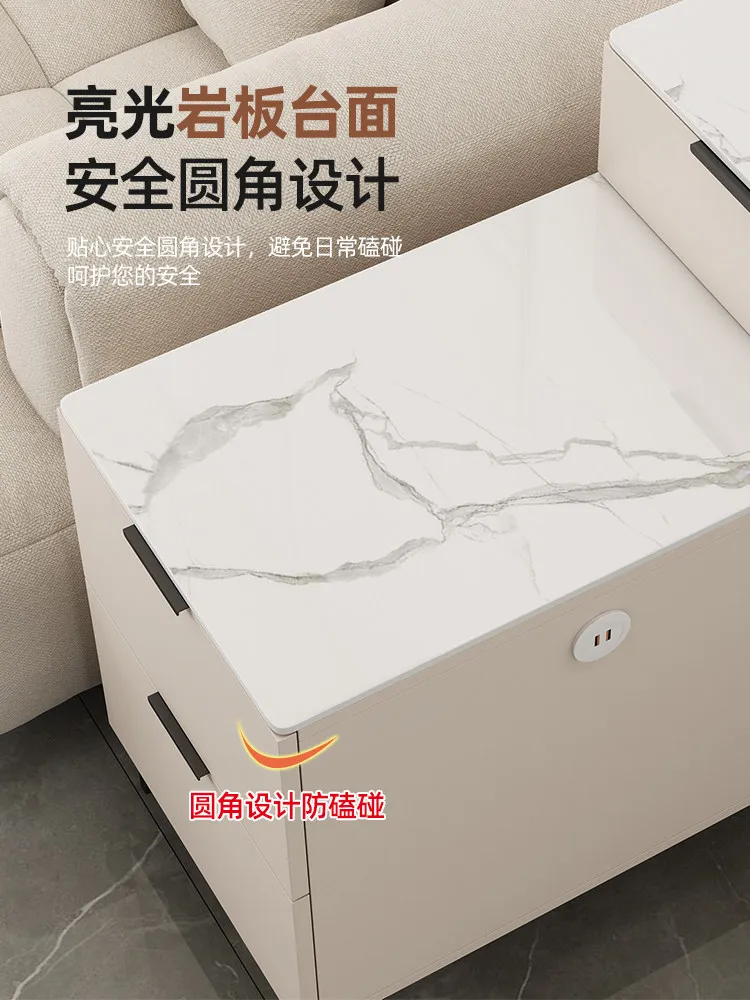 Couch side cabinet Side cabinet Living room coffee table Small table Tea cabinet Slate simple household solid wood edge table