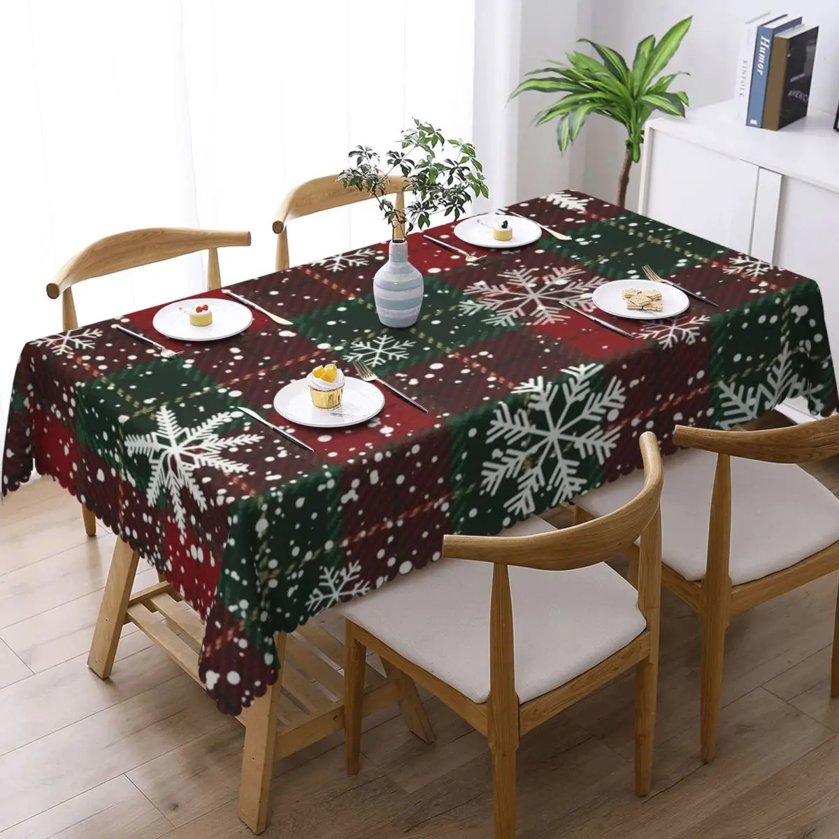 Merry Christmas & Happy Holidays! Customized Rectangular Tablecloth Waterproof Table Cover for Festival Decorations Table Cloth