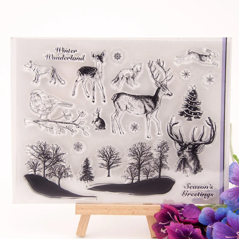 

New Arrival Forest animals Clear Stamps for DIY Scrapbooking Card fairy Rubber Seal Stamps Making Photo Album Handemade Crafts