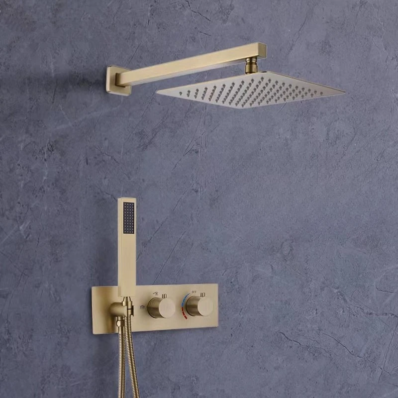 FARRETE all-copper brushed gold concealed shower head embedded in the wall built-in hidden pressure-increasing shower head set