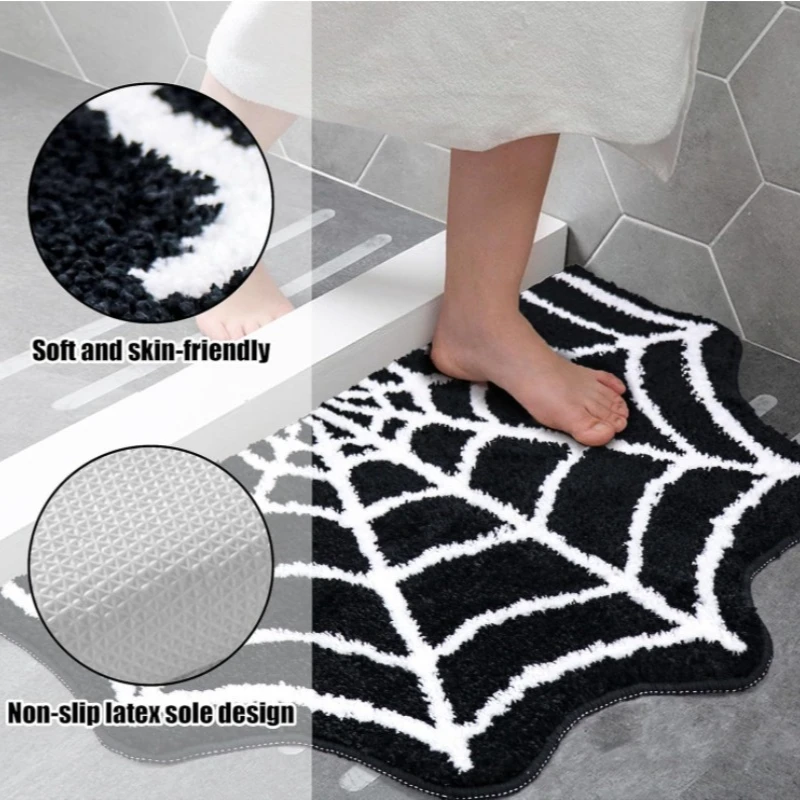 1PC Halloween Pumpkin Spider Web Doormat Non Slip Welcome Mat Indoor Outdoor Rug for Front Porch Entrance Decor view 3