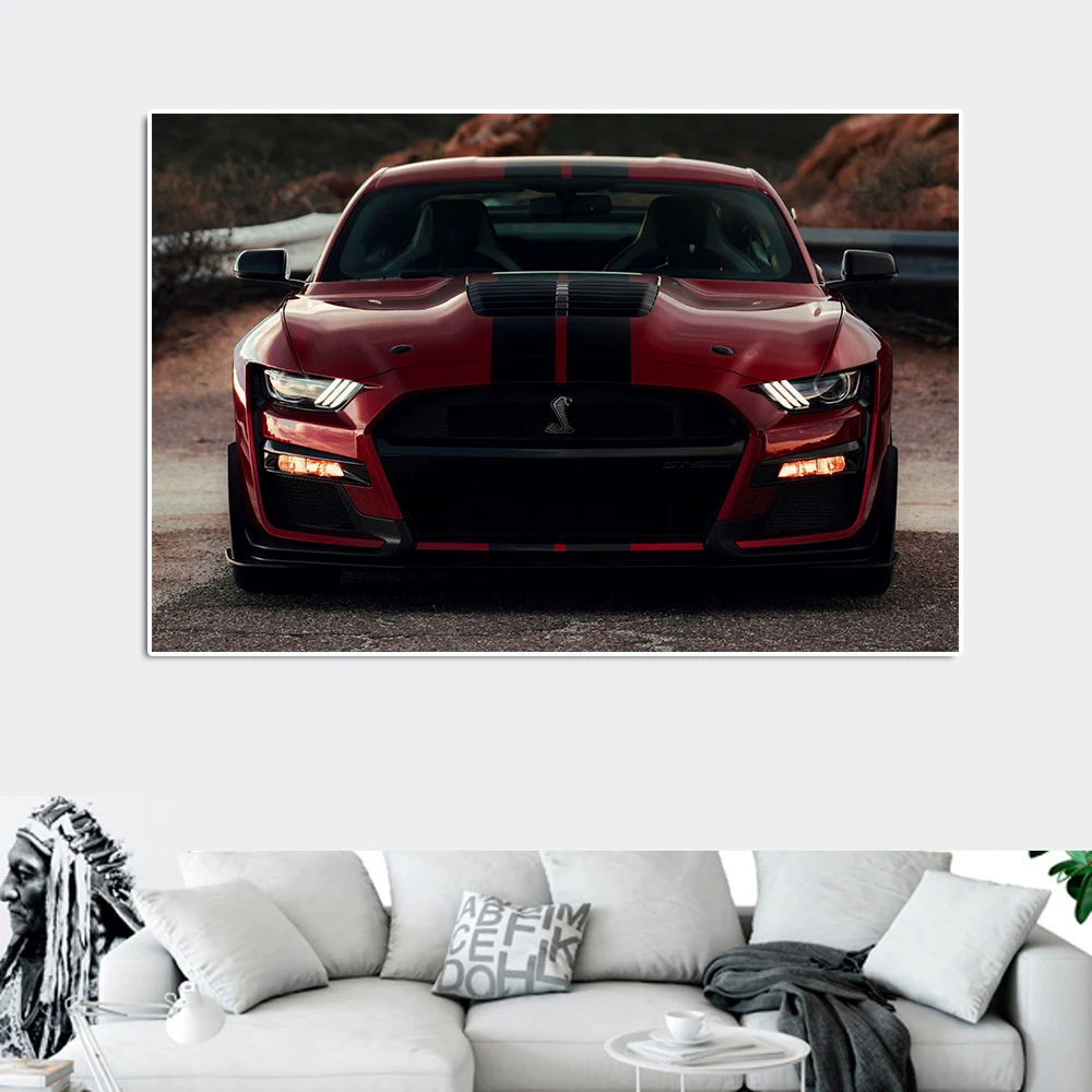 Abstract Retro Racing Mustang Poster And Print Vintage Sports Car Canvas Painting Supercar Club Wall Art Gaming Room Home Decor