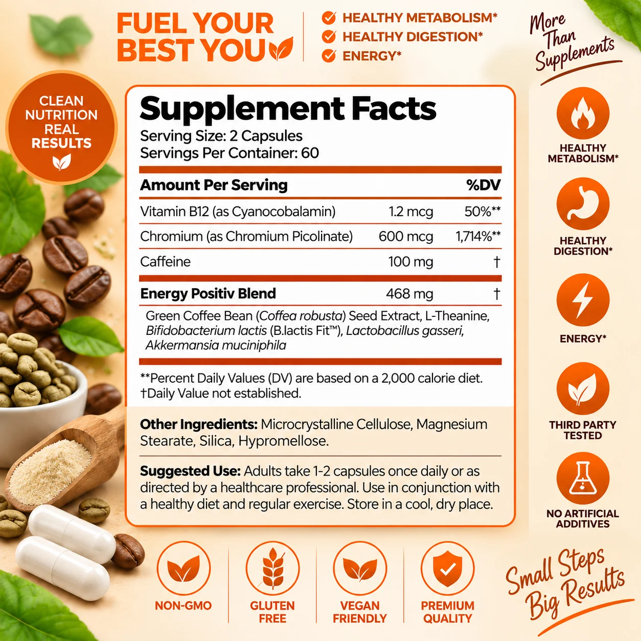 Metabolism + Probiotics - For Energy, Balance Intestinal Flora, Promotes Skin, Gut and Digestive Health, Regular Bowel Movements