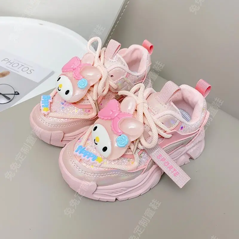 Kawaii Sanrio Kuromi Shoes Girls Cinnamoroll Tennis Sneakers Summer Cartoon Anime Sweet Cute Doll Shoe Lightweight Gift for Kids