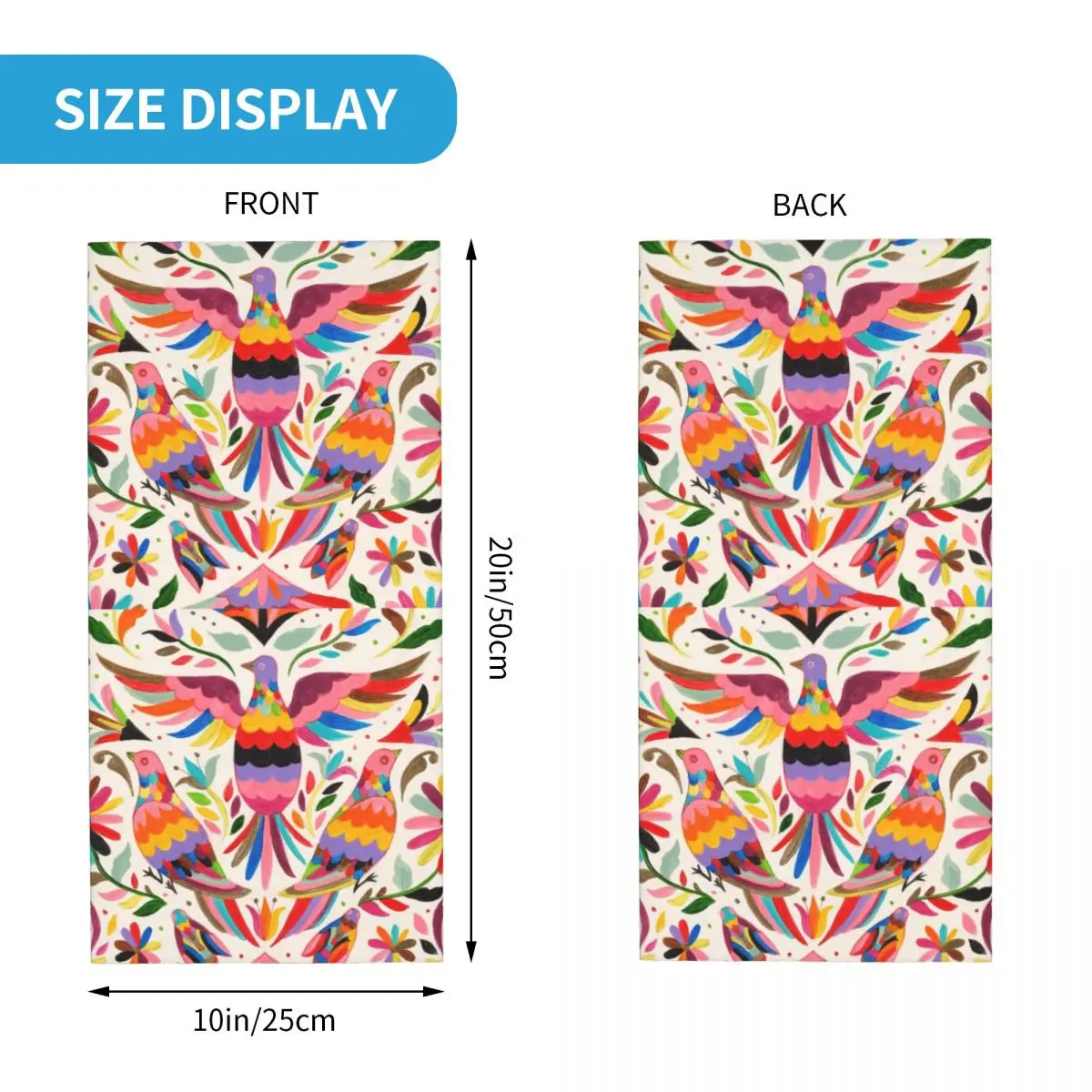 Custom Fashion Mexican Otomi Birds Texture Neck Gaiter Men Women UV Protection Winter Folk Floral Art Bandana Scarf for Ski