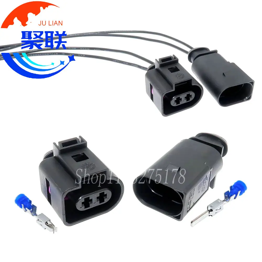 1Set 2Pin 8D0973822 1J0973722 Car Solenoid Valve Plug Fog Light Horn Wire Cable Socket for VW Audi 8D0 973 822 1J0 973 722