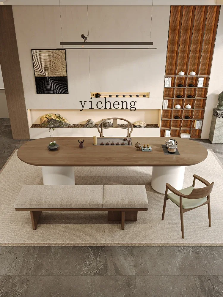 solid wood tea table and chair combination matching tea tray and kettle integrated office negotiation area tea table