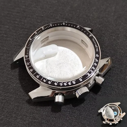 Para cajas VK63, reloj con patrón de Luna de 39,7mm, caja cronógrafo de Metal de acero inoxidable, compatible con relojes de velocidad para hombre, correa Master de 20mm de ancho