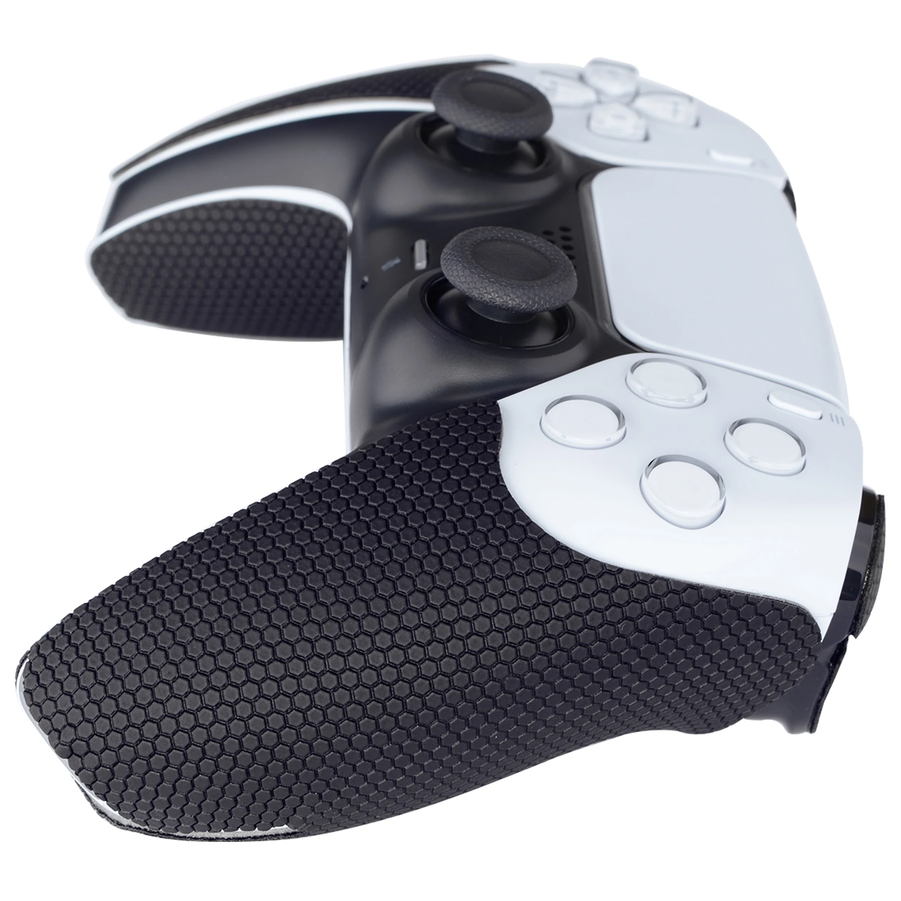 PlayVital Black Anti-Skid Sweat-Absorbent Controller Grip, Armored Edition Textured Soft Rubber Pads Grips for ps5 Controller