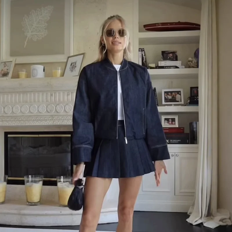 

Простая модная свободная куртка для женщин, верхняя одежда с карманами на молнии, универсальный нишевый дизайн, повседневное шикарное пальто, осенняя женская уличная одежда