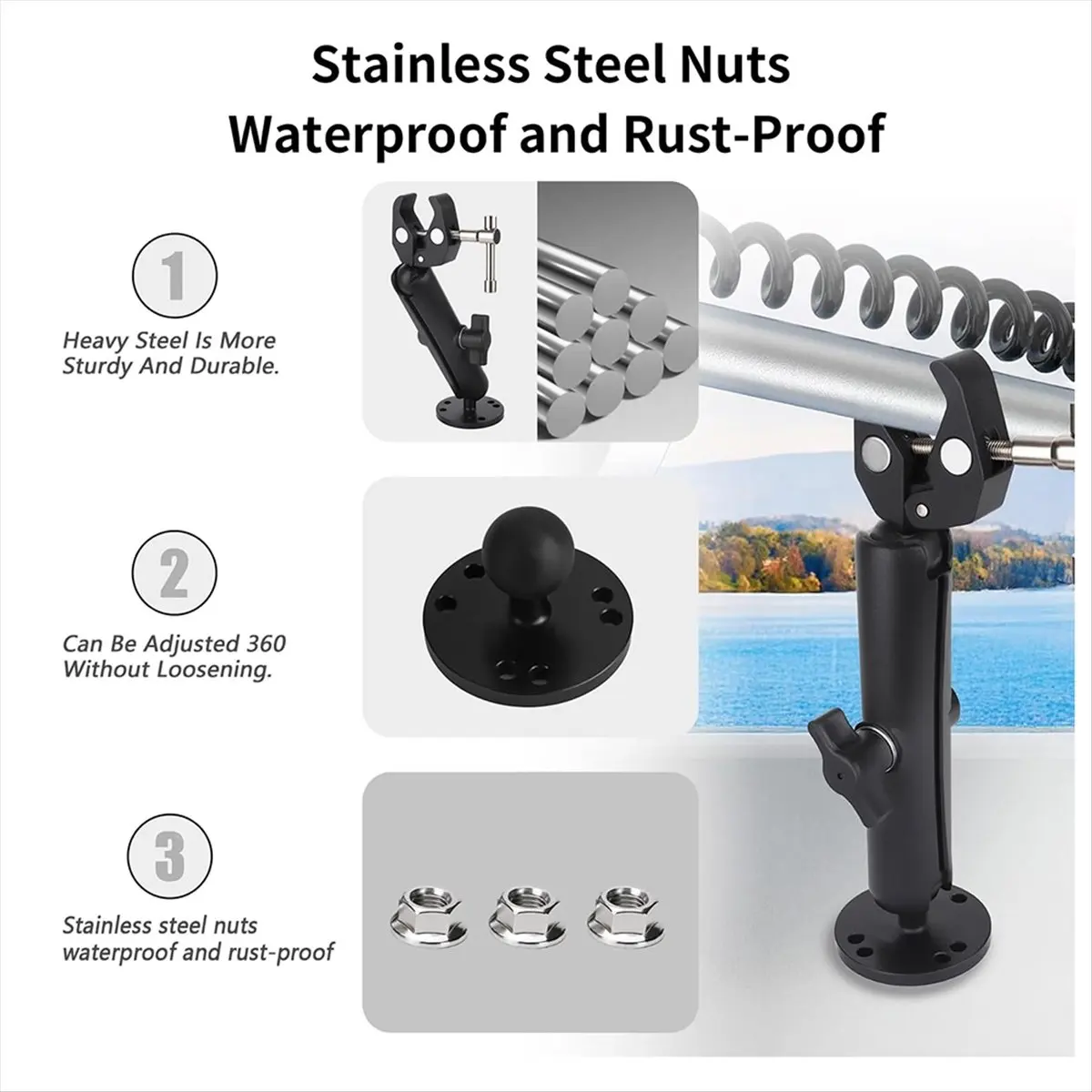 【~ New N07R】Trolling Motor Mount Stabilizer Support Boat Trolling Motor Shaft Reduces Bounce