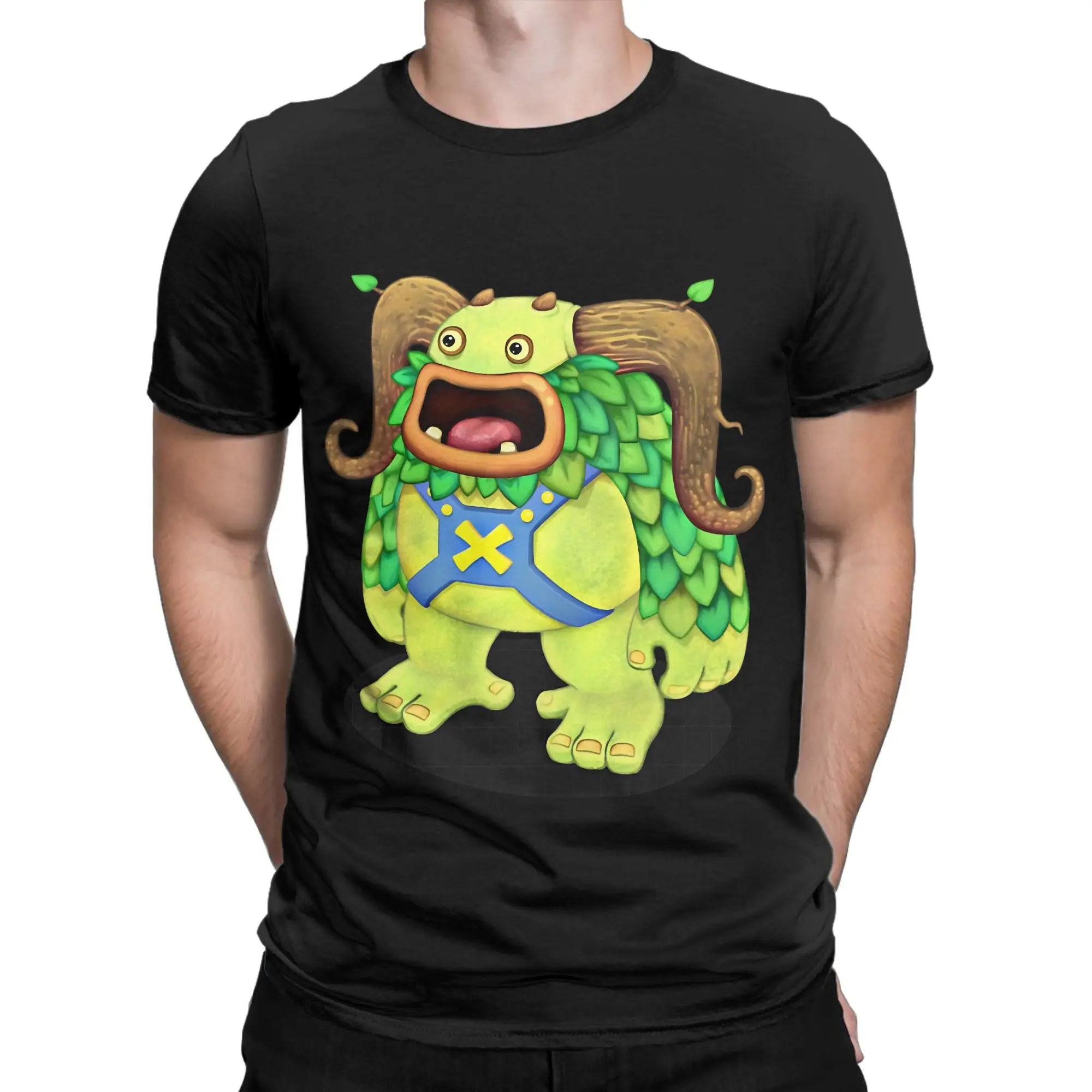 Cartoon fluffy critter  Classic My Singing Monsters Novelty 100% Cotton T-Shirt Tees Tops For Men