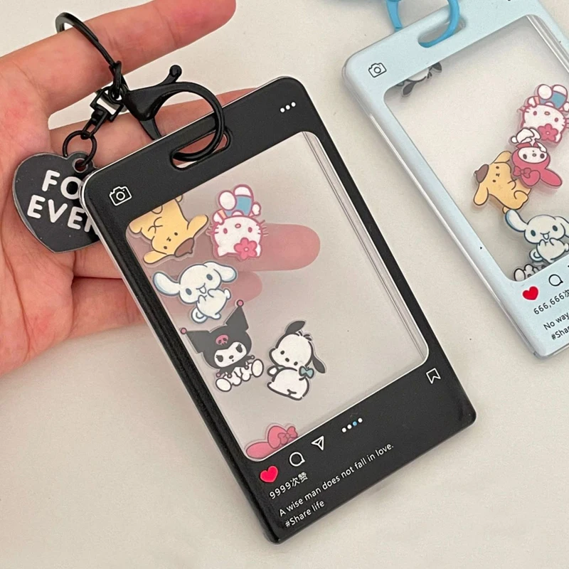 Sanrio Kawaii Anime Shaker Rice Card Holder Id Card Elevator Card Holder with Pendant Campus Card Bus Card Protective Cover