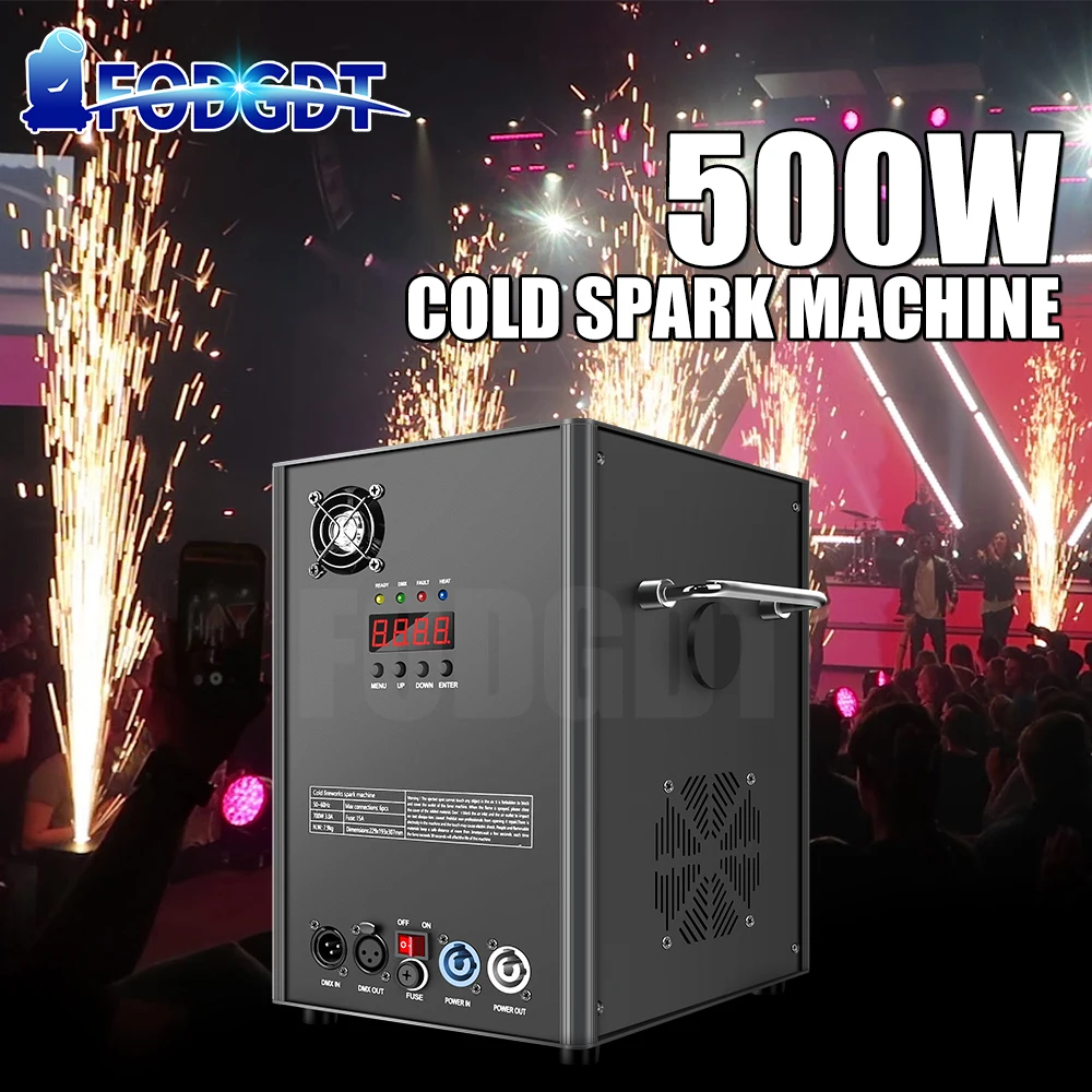 Navio da ue eua 500w máquina de pulverização de faísca fria com controle dmx512 equipamento de efeito especial para dj disco bar casamento