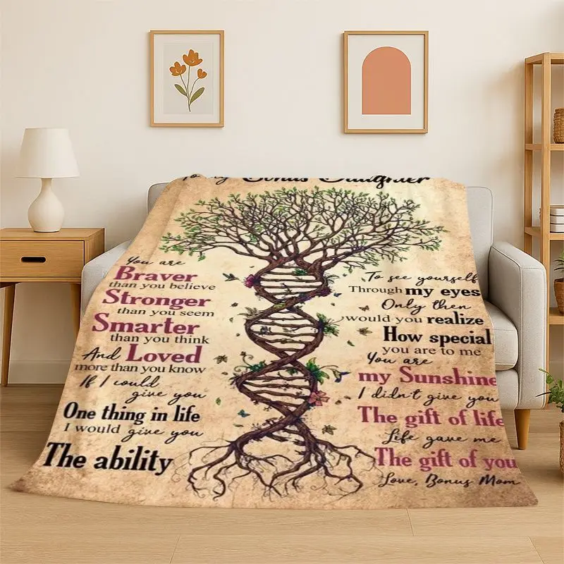 Gift Thanks To My Daughter Letter Present Flannel Blanket Soft Throw Blanket for Bedroom Living Room Bed Travel Picnic Nap Cover