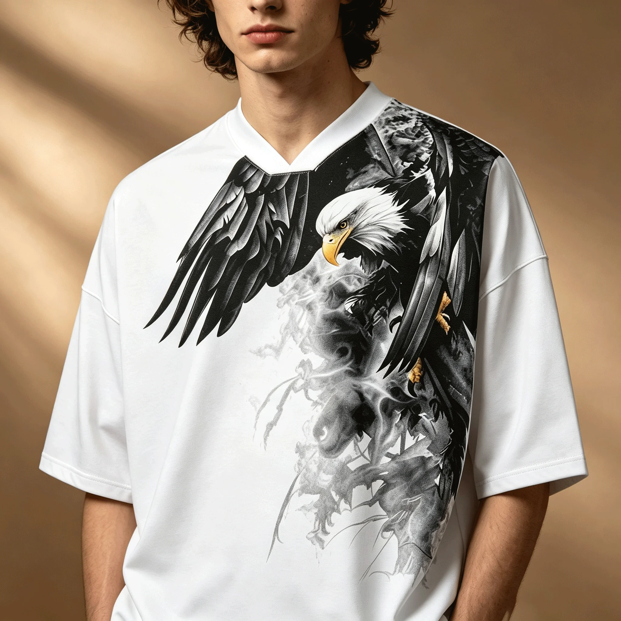 Męska koszulka casual z nadruk – 3D Printing Eagle recenzja i cena