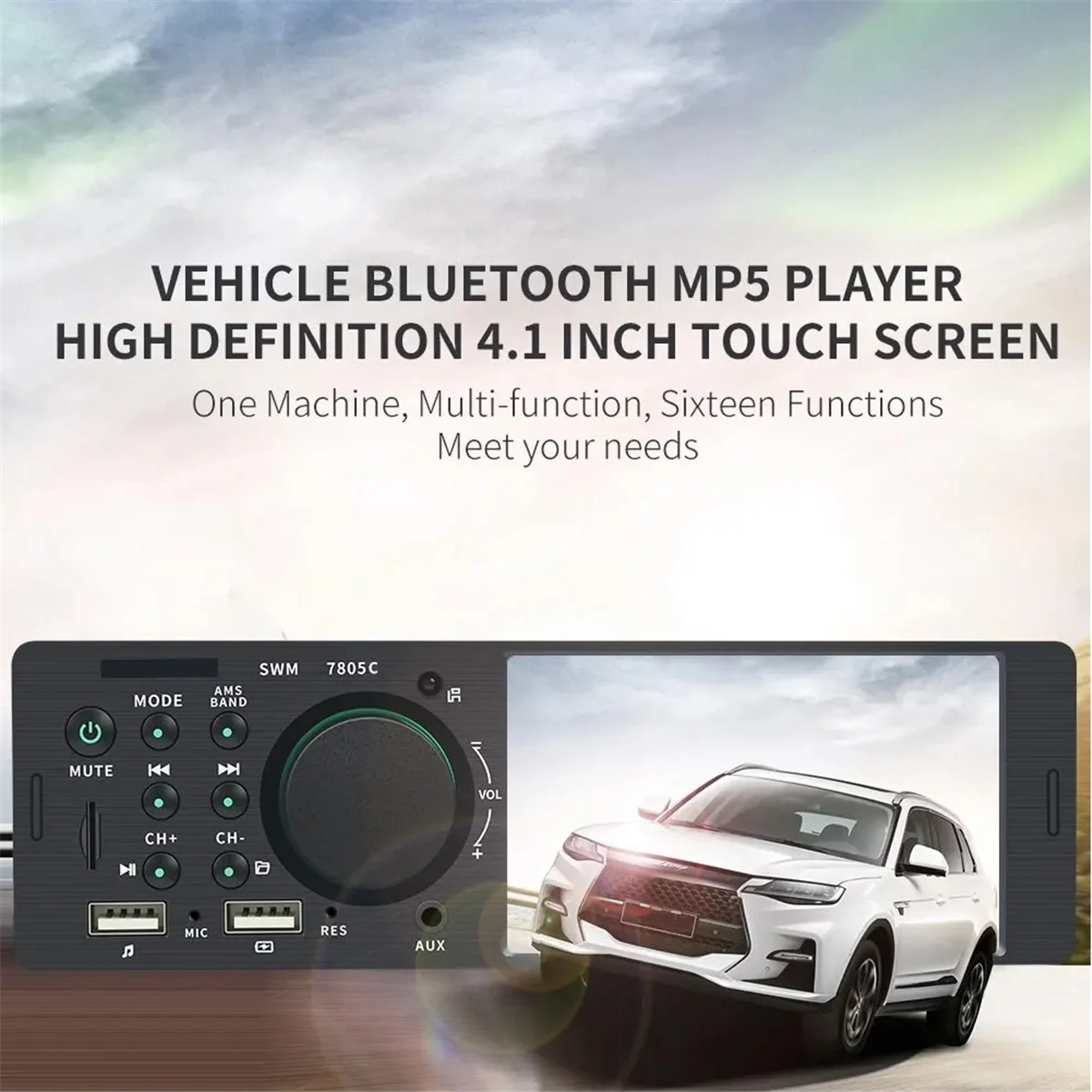 4,1 inch autoradio touchscreen Bluetooth muziek handsfree MP5-speler TF USB opladen externe muziek audiosysteem