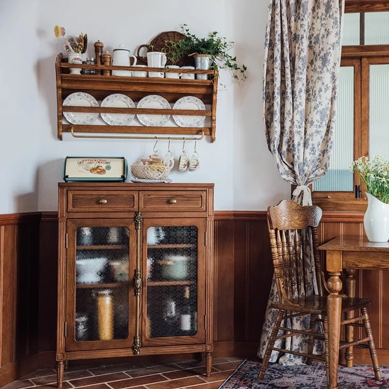 Storage retro home multi-functional living room dining room storage side storage all solid wood cabinets