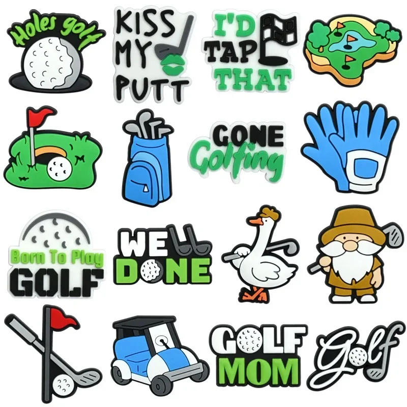 16/18/22/100Pcs Sports Golf Football Basketball Rubgy PVC Garden Shoe Charms Accessories Buckle Clog Decorations Diy Shoes Pins