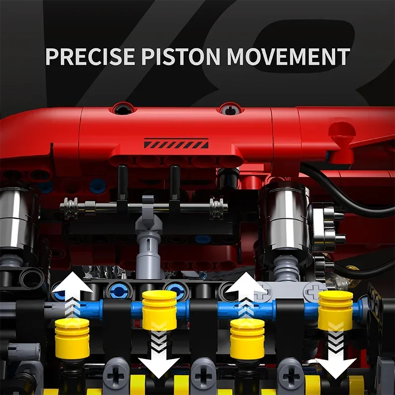 التقنية 1370 قطعة V8 توربو محرك اللبنات نموذج الإبداعية ثلاثية الأبعاد سطح المكتب الديكور بمحركات الميكانيكية مجموعة هدية الكريسماس