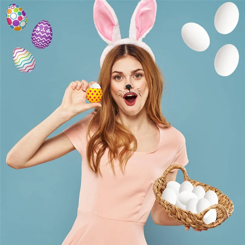 A26F-Ovos falsos de madeira Uova de madeira branca, perfeitos para artesanato de Páscoa, decoração e caitos de ovos, 2,3 polegadas (pacote com 6)