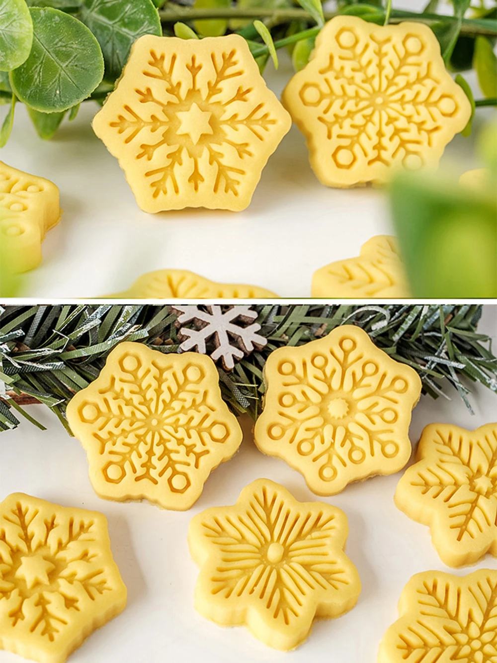 Snowflake Cookie Mold Christmas Cookie Flip Candy Cutting Mold DIY Baking Tools