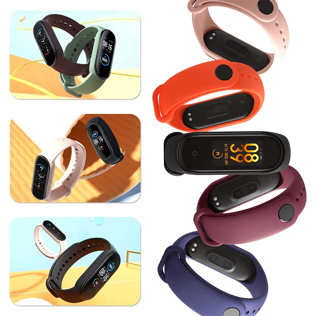 Sport Watch Strap for Xiaomi MiBand 7 6 8 Watchbands Miband 6 High quality Silicone Replacement bracelet mi band 7 6 3 4 5 bands