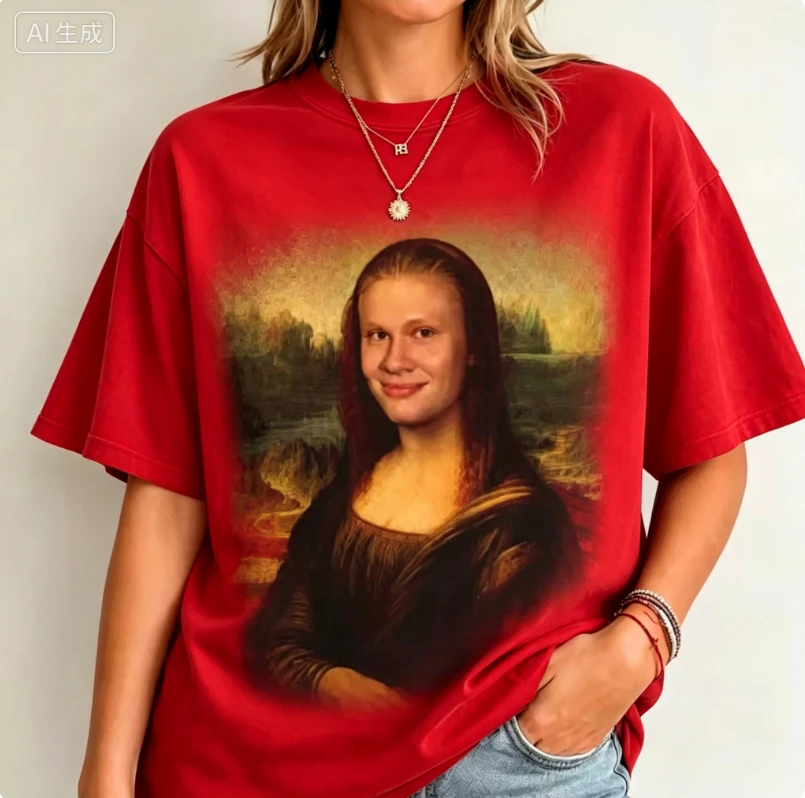 2026 Summer Funny Erling Haaland Mona Lisa Meme T-Shirt Men's Women's Y2K Short Sleeve 3D Printed Breathable Sports Shirt