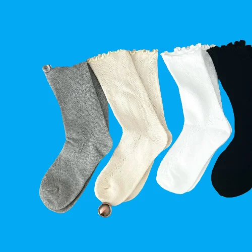 

5/10 Pairs Women's Middle-Tube Stacked Socks Women's Wood Ear Edge Socks Summer Hollow Mesh Thin Sweat-Absorbing Socks