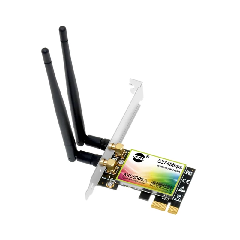 

SSU 5374 Мбит/с WiFi6E PCIe адаптер двухдиапазонный 2,4G/5 ГГц WiFi-карта адаптер беспроводной карты PCI-Express для ПК компьютера AXE6000(A)